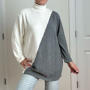 Zara Color Block Mock Neck Tunic Pullover